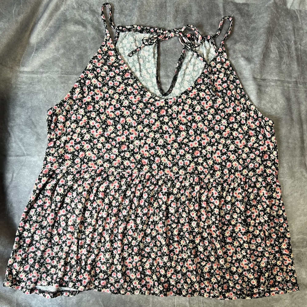 AEO floral peplum tank top blouse